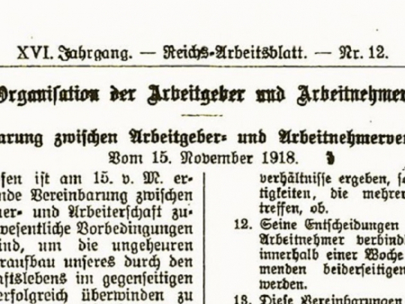 Veröffentlichung des Stinnes-Legien-Abkommens im Reichs-Arbeitsblatt