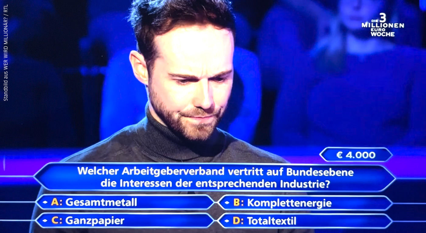 Gesamtmetall-Frage bei WER WIRD MILLIONÄR