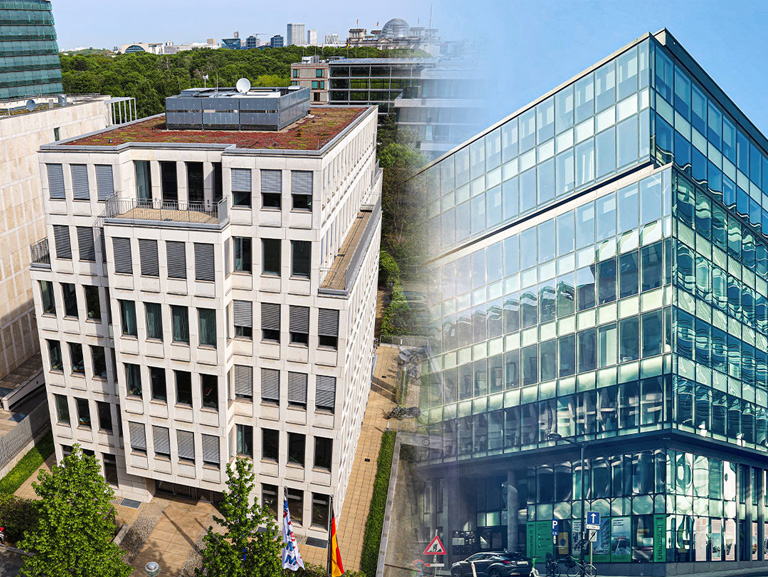 Das Bild zeigt die Geschäftsstellen von Gesamtmetall in Berlin und Brüssel.