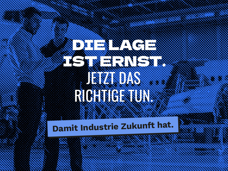 Damit Industrie Zukunft hat. Das Bild zeigt ein Motiv aus der Kampagne der Metallarbeitgeber zum Industriestandort.