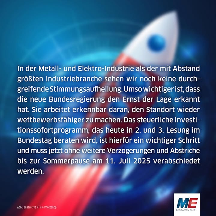 Facebook post by Arbeitgeberverband Gesamtmetall